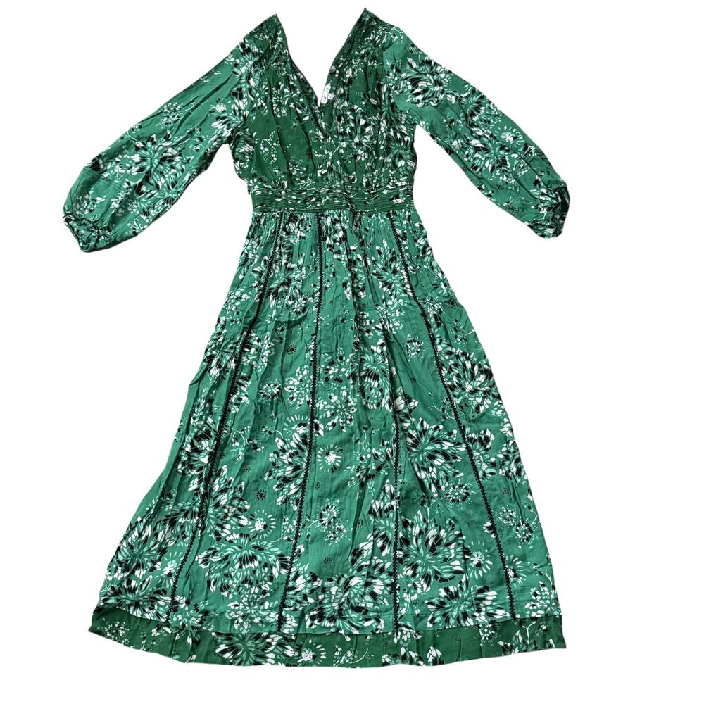 Poupette St Barth Green Floral Midi Dress